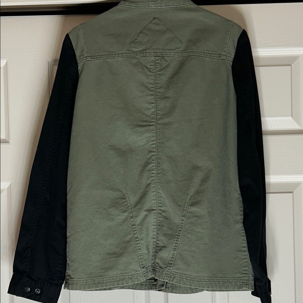 Fox Women's Utility Cargo Jacket Fatigue Denim Snap Button Size Large - Picture 3 of 10